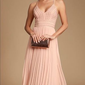 Lulu's Pink Pleated Midi Dress